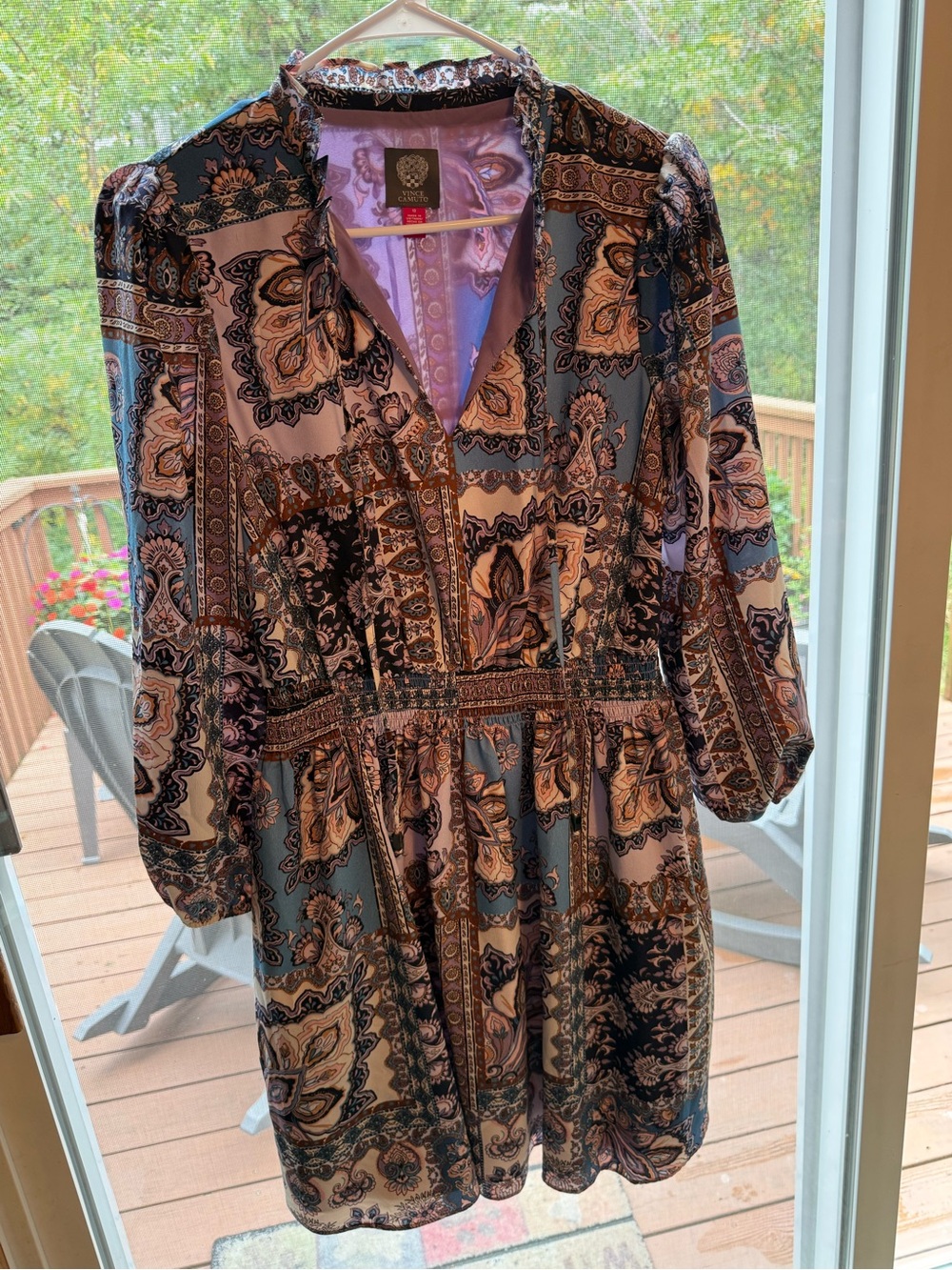 Vince Camuto Lavender and Black Paisley Mini Dress